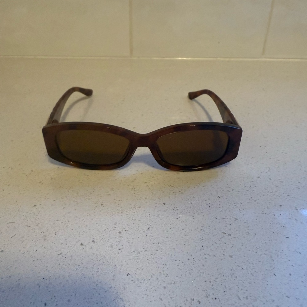 Slim Rectangular Tortoiseshell Sunglasses - Brown… - image 1